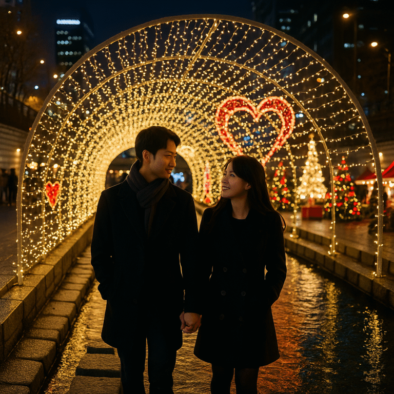 청계천 크리스마스 데이트 코스, 야경과 일루미네이션 터널