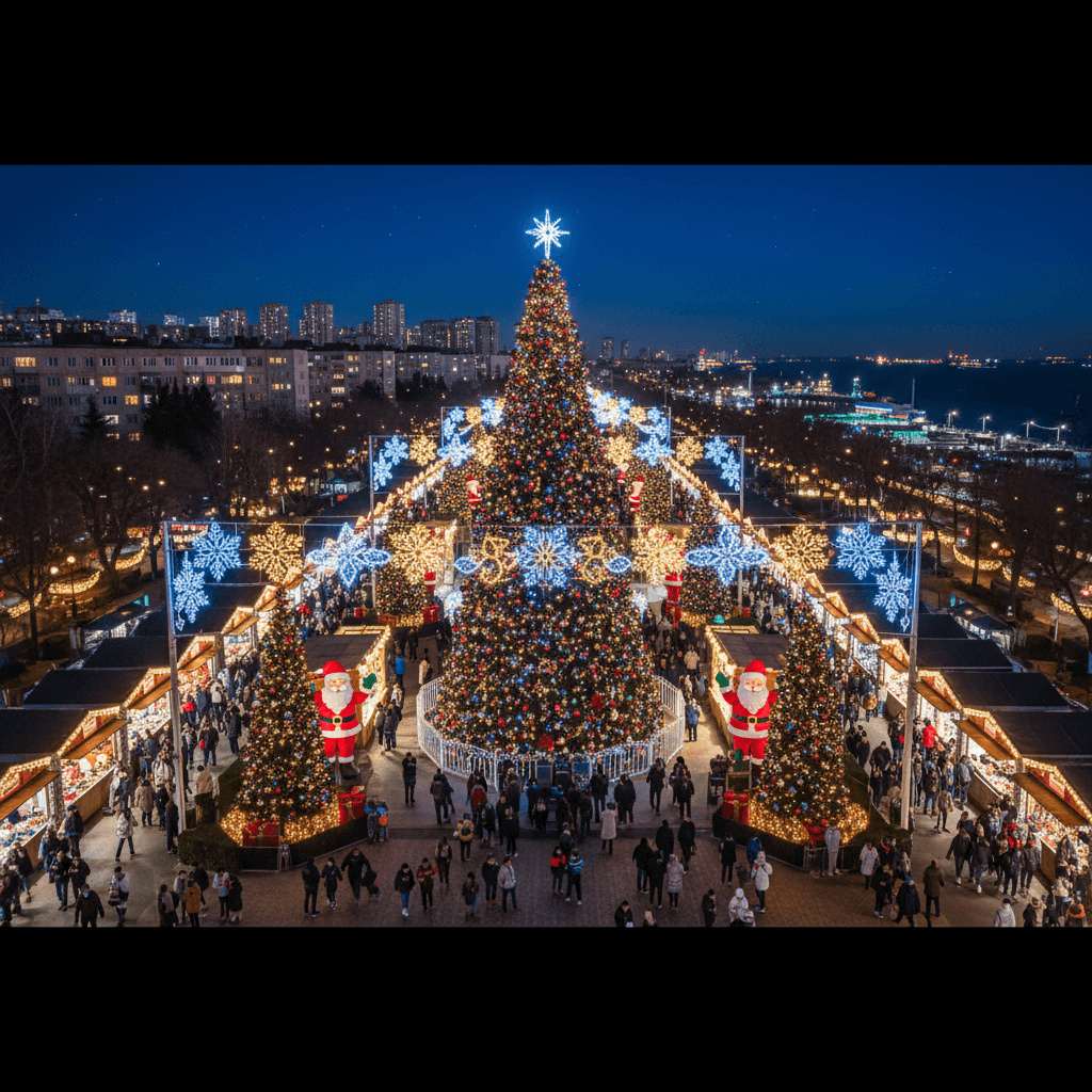 크리스마스 빛축제, 화려한 LED 조명과 크리스마스 트리로 밝혀진 12월 도시 야경