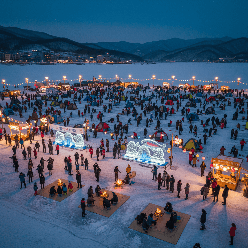얼음낚시축제, 얼음 위에서 펼쳐지는 산천어축제·송어축제 현장, 겨울 전통 체험
