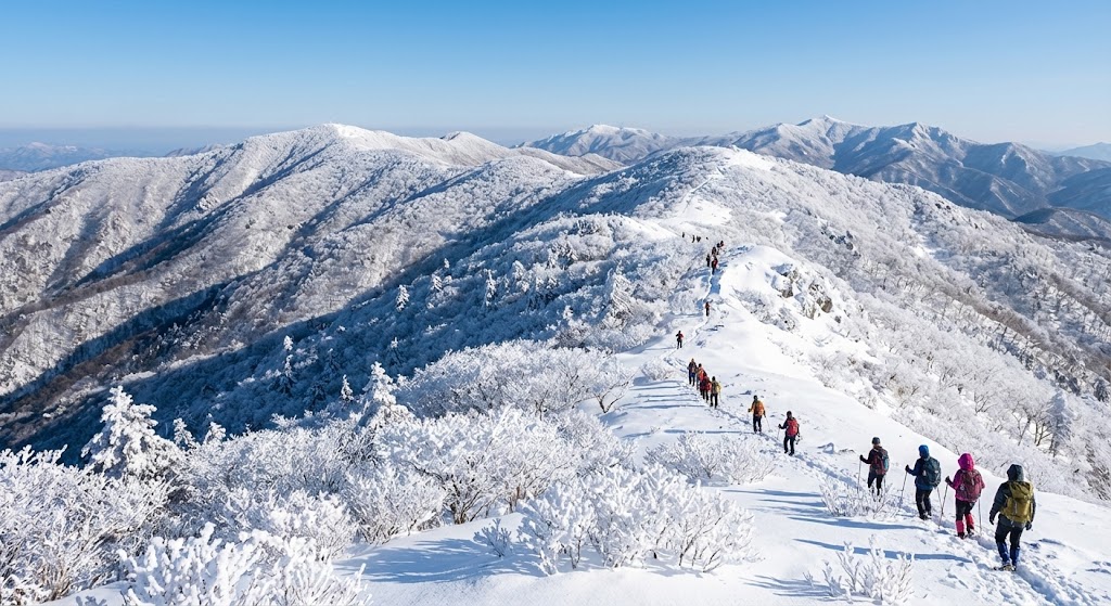 곰배령 겨울 설경, 눈으로 덮인 산능선
