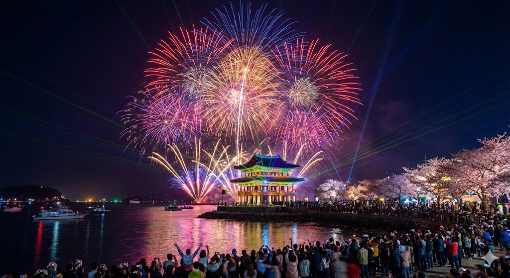 진해 군항제 불꽃쇼, 진해루 야경 멀티미디어 불꽃놀이