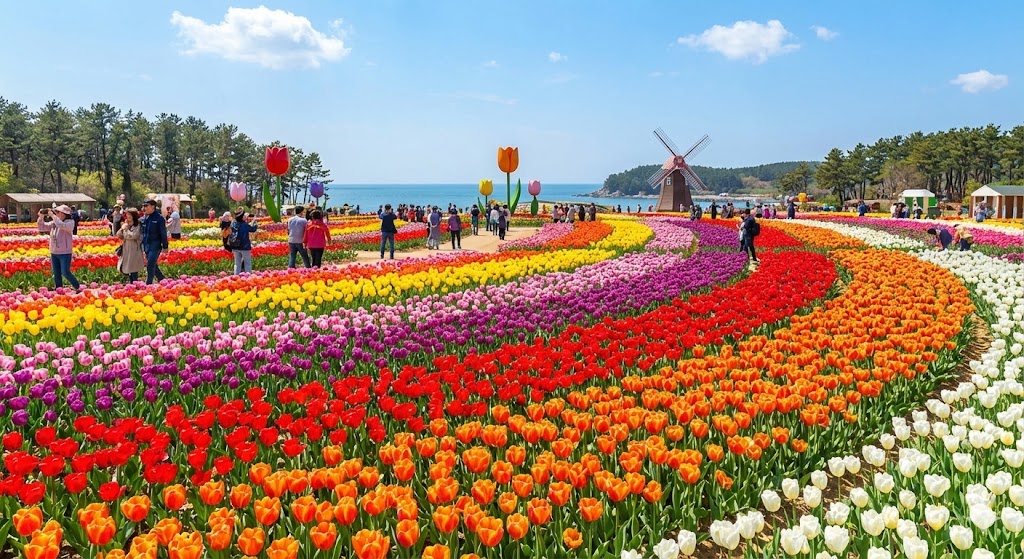 태안 세계튤립꽃박람회의 화려한 컬러 튤립들