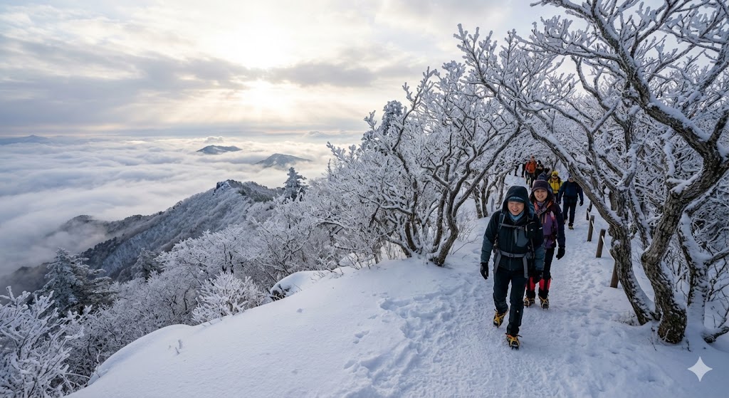 겨울 산행 필수 준비물과 방한복, 아이젠, 핫팩 등 장비