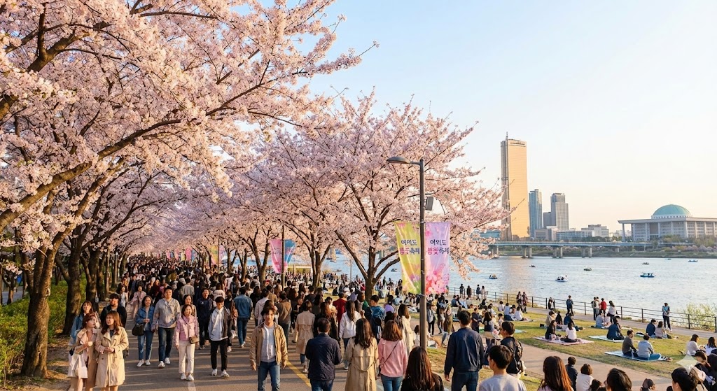 여의도 봄꽃축제 전경, 벚꽃터널, 한강공원 봄 풍경