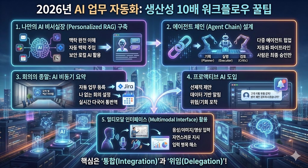 AI로 업무 시간 10배 줄이는 법: 2026년 생산성 꿀팁 7가지