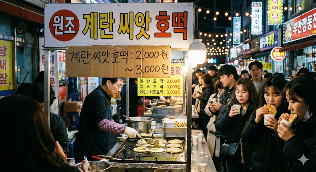 부산 남포동 깡통시장 계란 씨앗 호떡 2,000~3,000원 가격표
