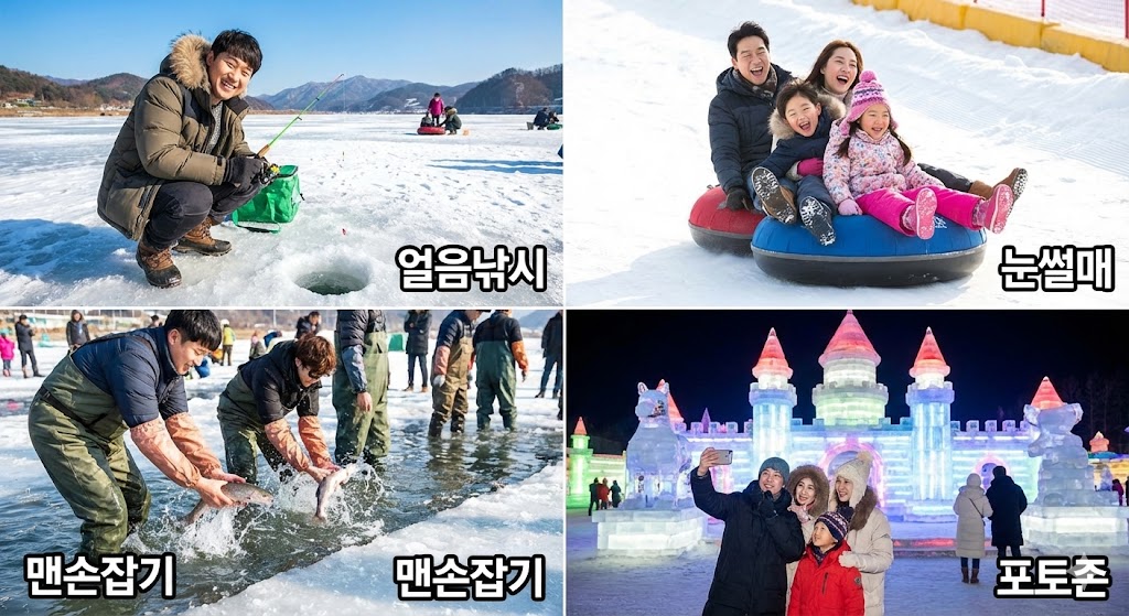 2월 축제 현장 체험 – 얼음낚시·눈썰매·맨손잡기·포토존