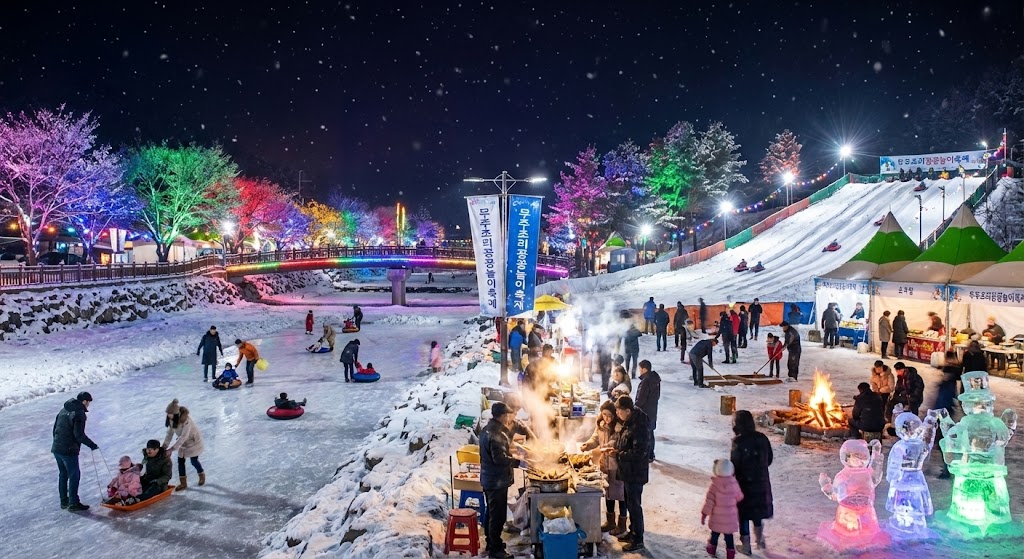 무주초리꽁꽁놀이축제 1월 야경과 겨울 축제 분위기