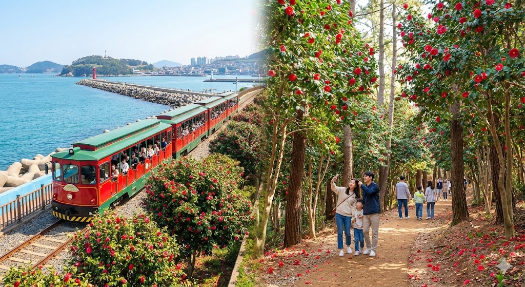 여수 오동도 동백열차 타기 체험과 동백숲 트레일 코스