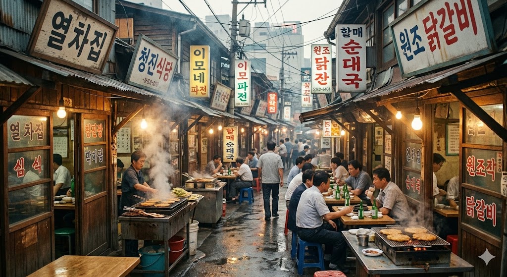 종로 광화문역 근처 피맛골 옛 모습의 맛집 골목 풍경