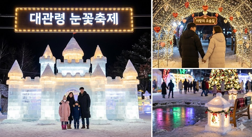 대관령 눈꽃축제 야경 포토존과 가족·연인 감성 사진 스팟
