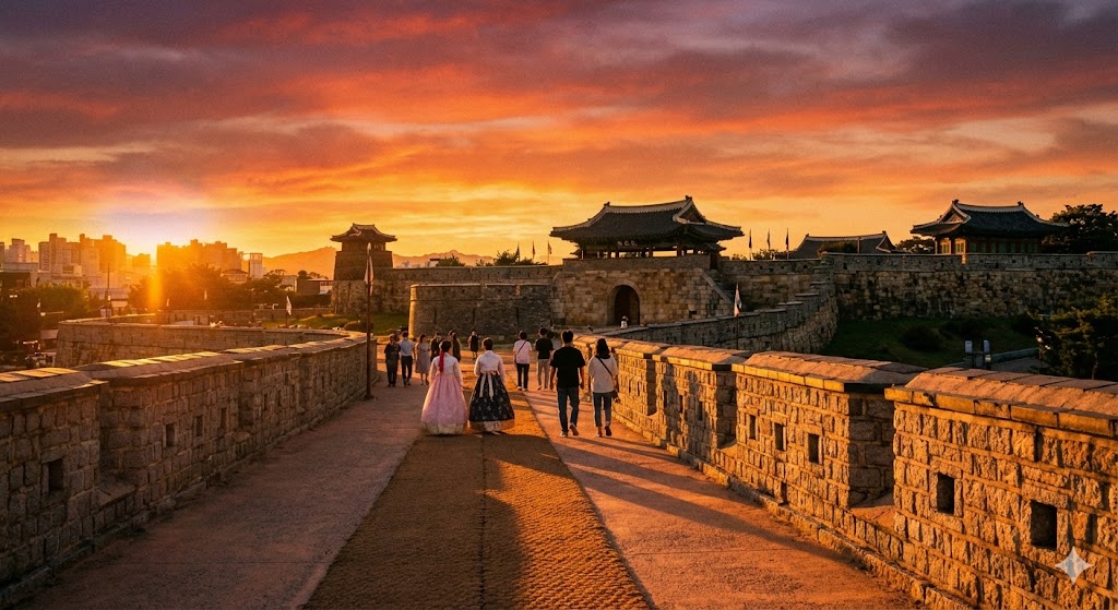 수원화성 성곽길 야경, 라이트업된 UNESCO 세계문화유산의 아름다운 밤거리