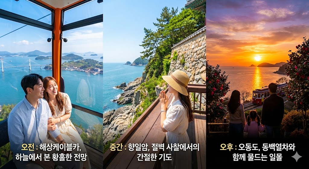 여수당일치기 체험 – 해상케이블카·향일암 명상·오동도 동백열차