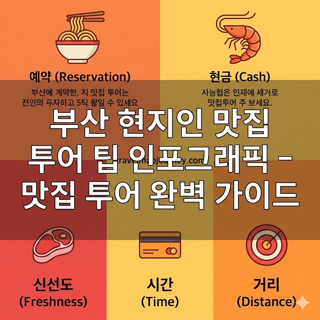 부산 현지인 맛집 투어 팁 인포그래픽 – 맛집 투어 완벽 가이드
