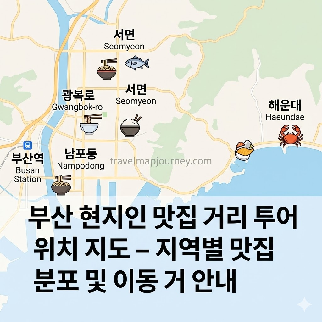 부산 현지인 맛집 거리 투어 위치 지도 – 지역별 맛집 분포 및 이동 거리 안내