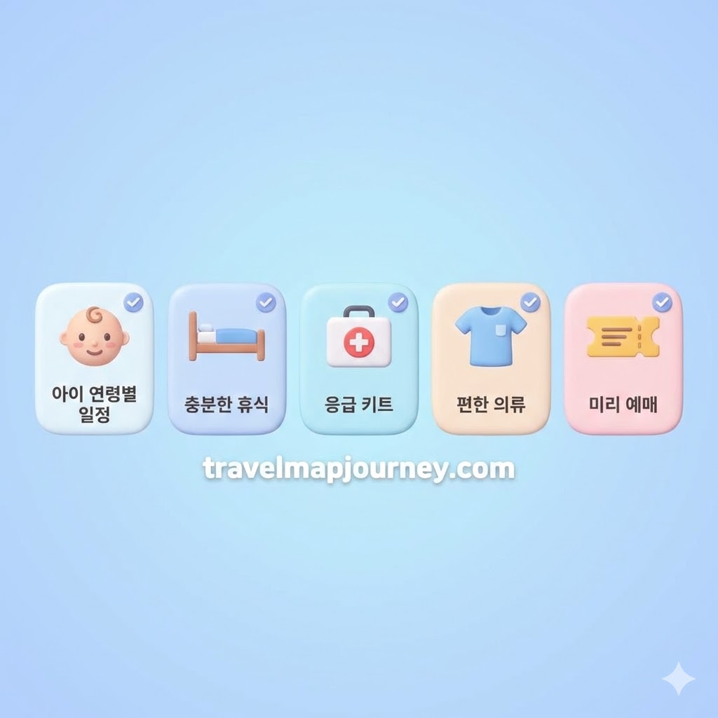 가족 여행 팁 5가지: 아이 연령별 일정, 휴식 시간, 응급물품, 편한 의류, 사전 예매