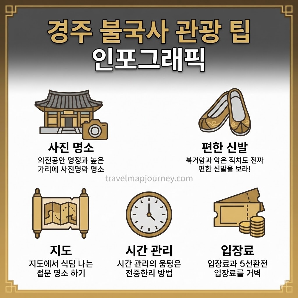 경주 불국사 관광 팁 인포그래픽 – 불국사·석굴암 여행 완벽 준비 가이드