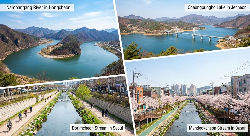 2026 벚꽃여행 숨은 명소 6곳 – 홍천 남한강 벚꽃길, 제천 청풍호, 서울 도림천, 부산 만덕천