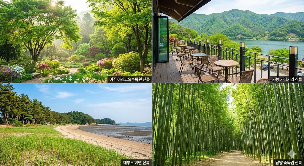4월 당일여행 추천 명소 – 여주 아침고요수목원 신록, 가평 감성 카페, 대부도 해변, 담양 대나무숲
