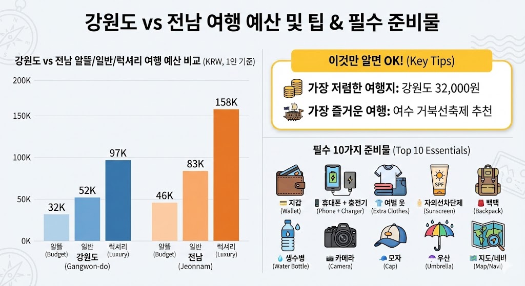 5월 황금연휴 여행 예산 가이드 및 필수 준비물 체크리스트 – 강원도 당일여행 32,000원부터, 준비물 10가지