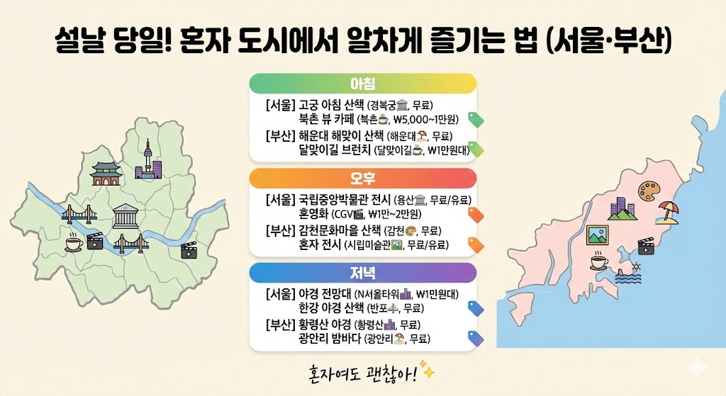 설날 당일 홀로 남은 도시 | 서울/부산 혼자 보내는 설날