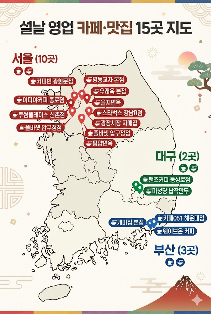 설날 당일 영업하는 카페·맛집 BEST 15 | 서울·부산·대구