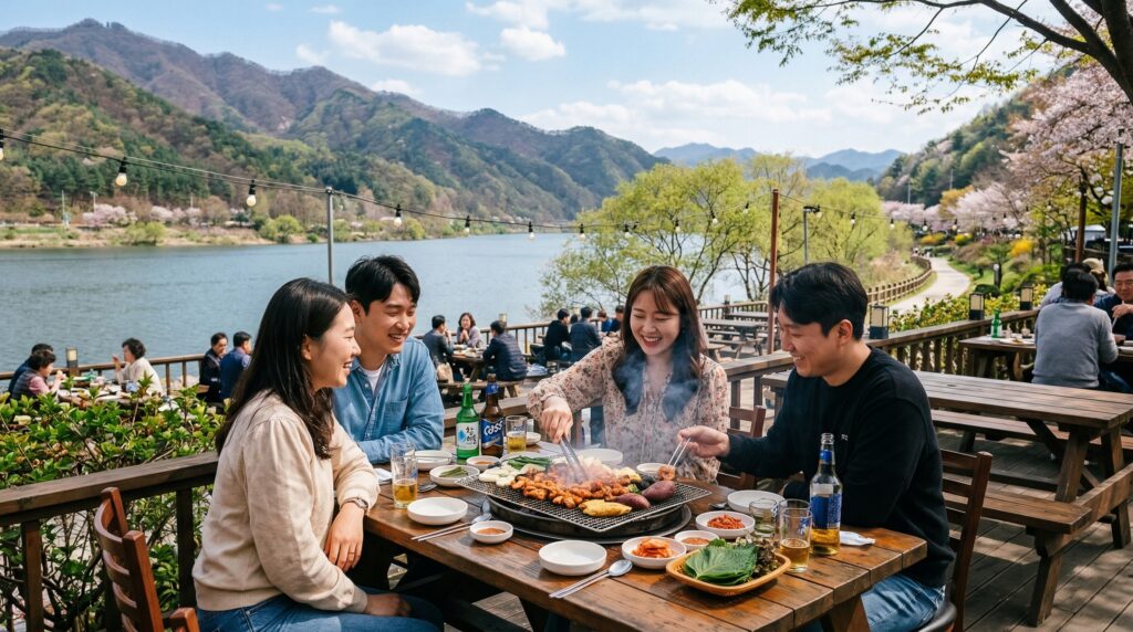 춘천 닭갈비 맛집 숯불닭갈비 소양강 봄 여행