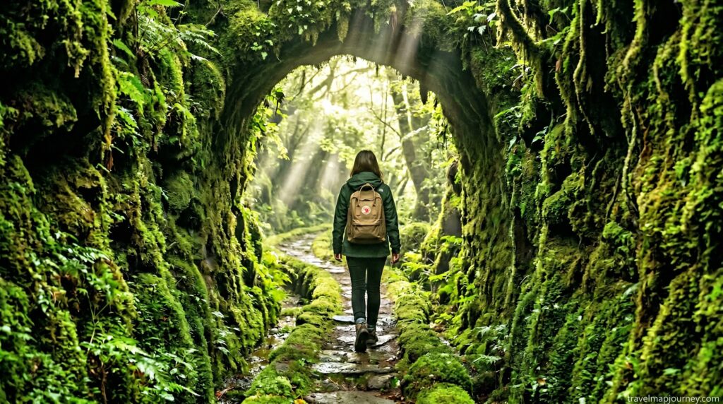 국내 비현실 자연경관 단양 이끼터널 초록빛 내부