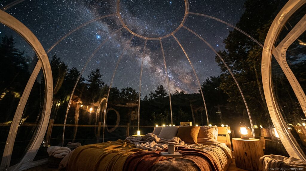 임실 저스트글램핑 버블텐트 이색 숙소 캠핑장 별빛