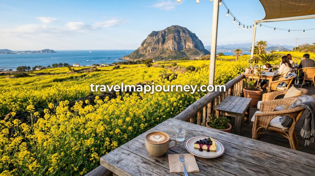 제주 유채꽃 드라이브 산방산 카페 소색채본 유채꽃뷰 테라스