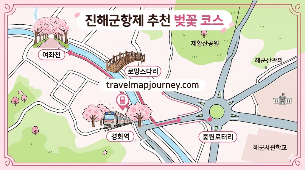 진해군항제 추천 벚꽃 코스 안내 지도