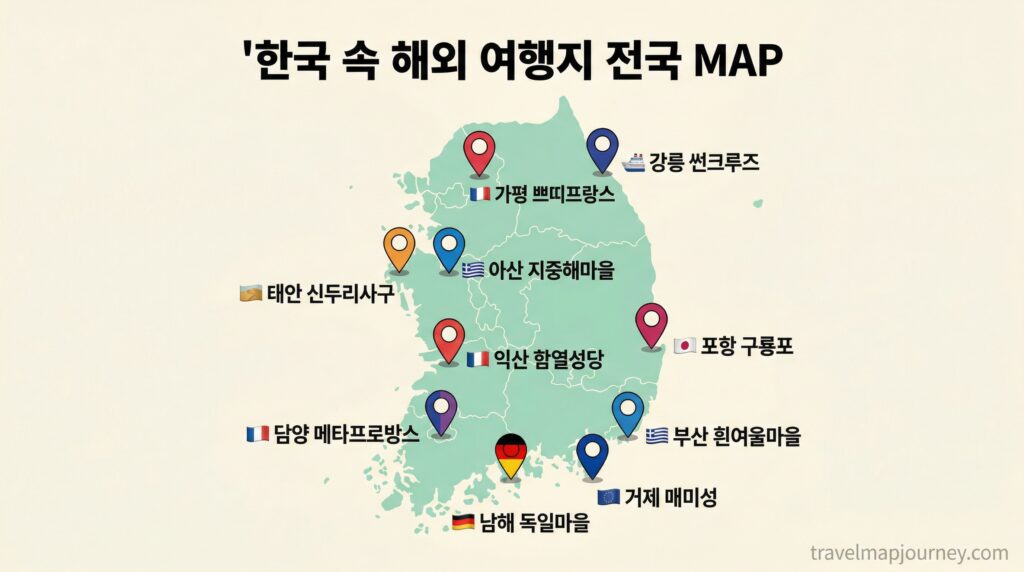한국 속 해외 여행지 전국 지도 10곳 위치 인포그래픽