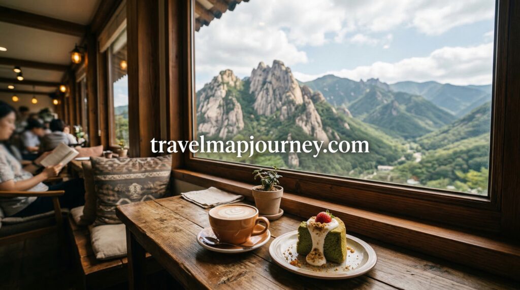 속초 중앙시장 먹방 후 설악산뷰 카페 커피 디저트