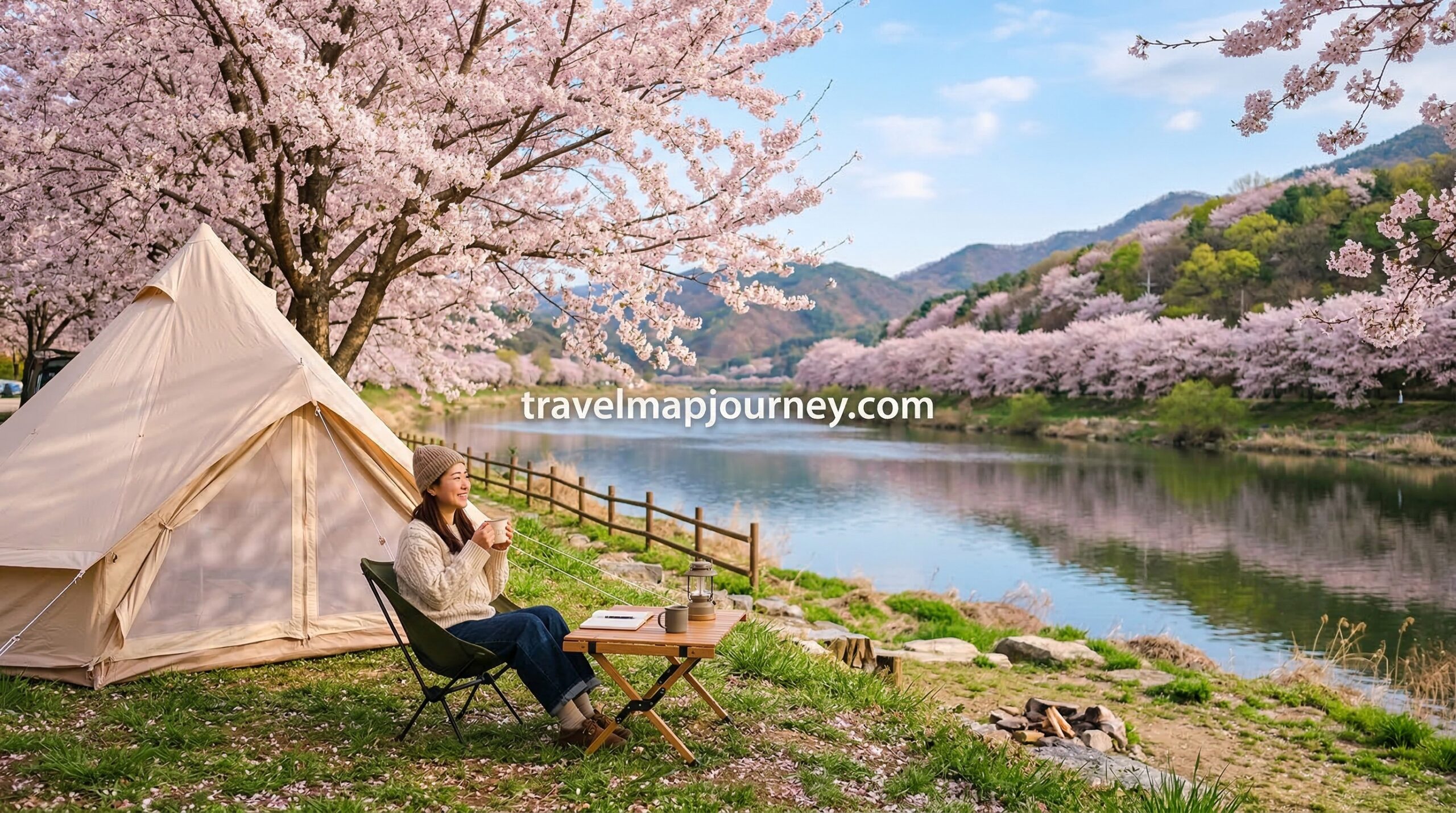 봄 캠핑 추천 벚꽃 캠핑장 텐트 강변 감성 풍경