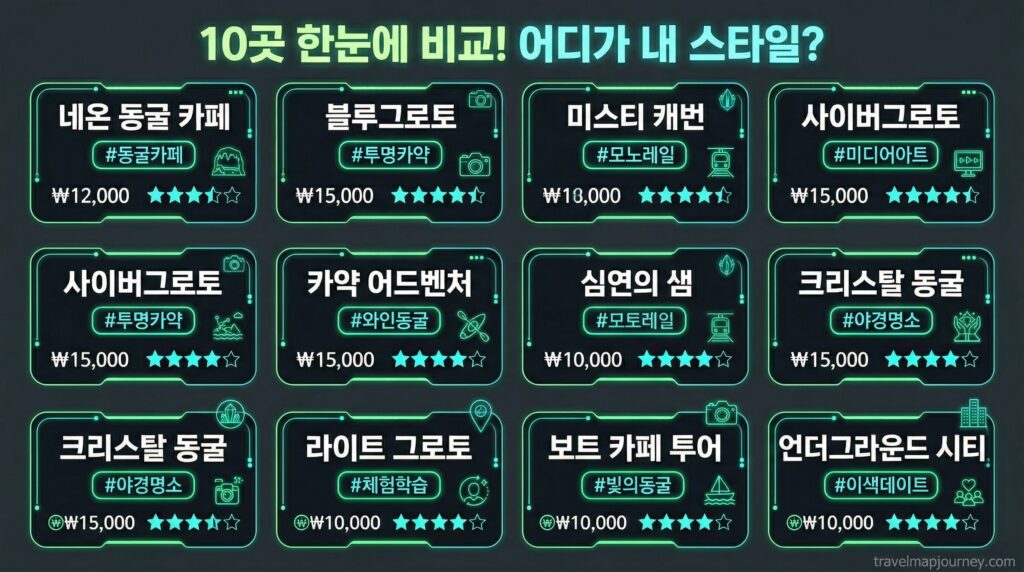 이색 동굴 카페 10곳 비교 카드 가격 특징 정리