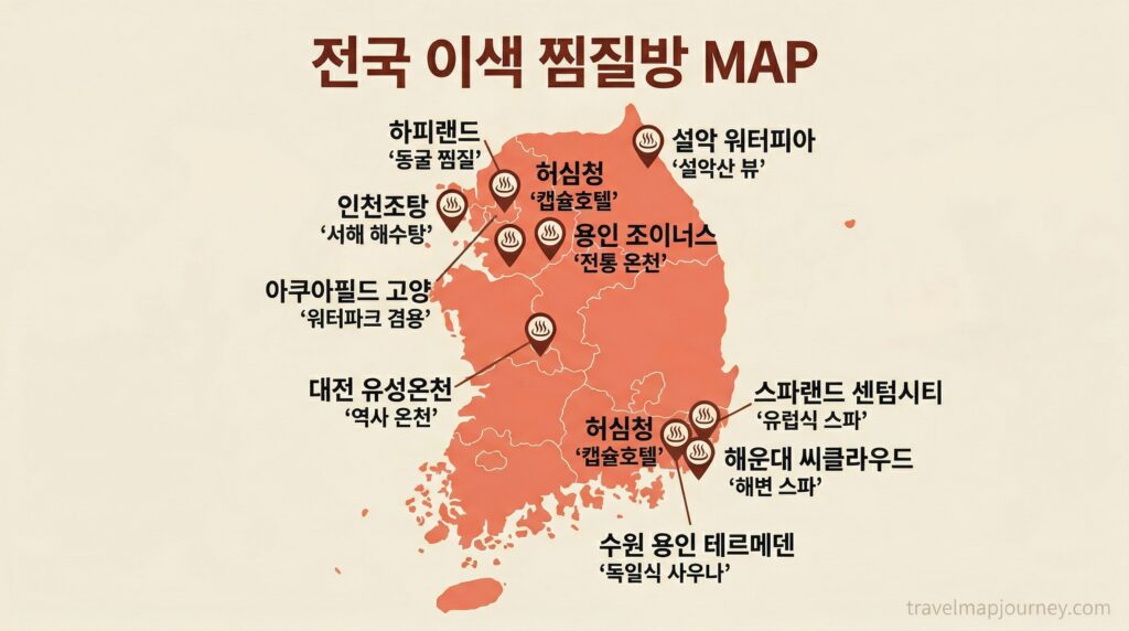 이색 찜질방 추천 전국 지도 10곳 위치 인포그래픽