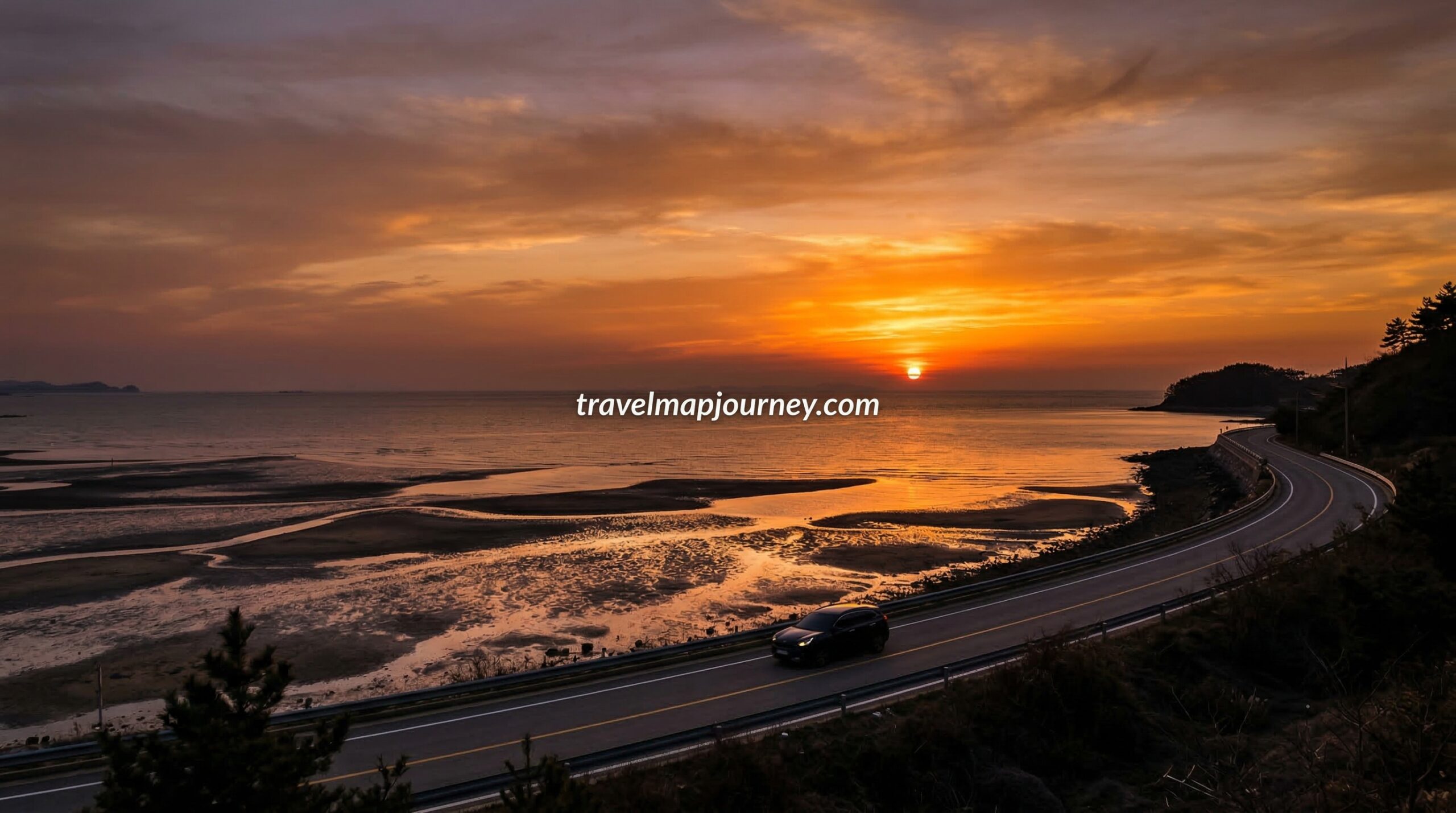 서해안 일몰 드라이브 코스 해안도로 황금빛 노을 풍경