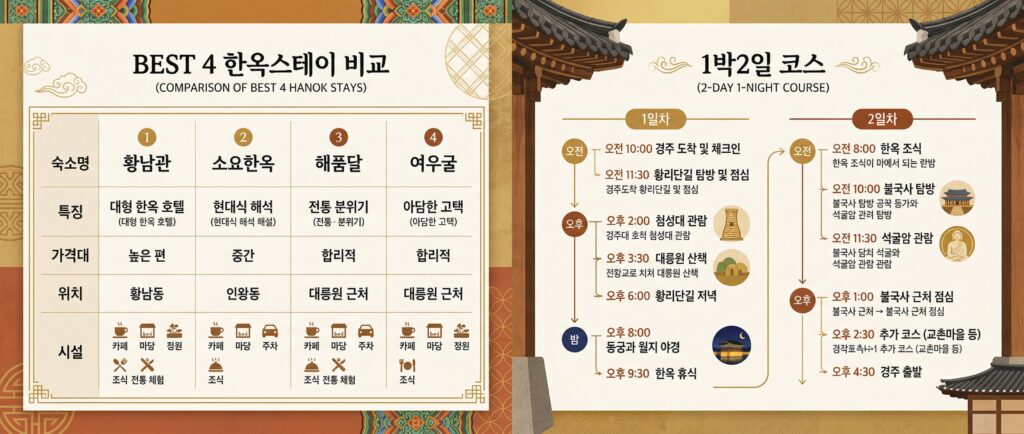 BEST 4 비교 + 1박2일 코스 카드