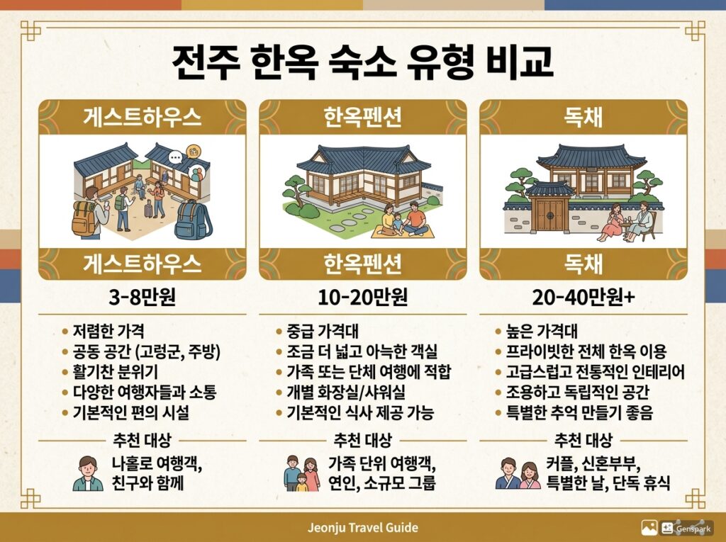 게스트하우스/한옥펜션/독채 가격·특징·추천대상 비교