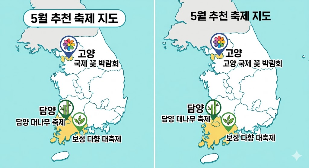 5월 국내 축제 추천 고양 담양 보성 위치
