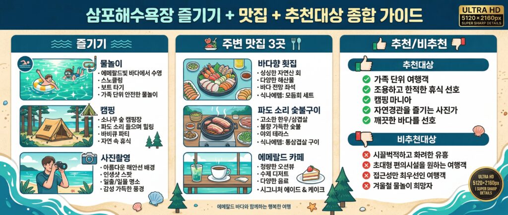 물놀이/캠핑/사진 + 맛집 3곳 + 추천/비추