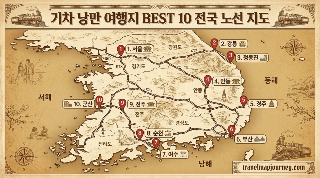 기차 낭만 여행지 BEST 10 전국 노선 지도 인포그래픽
