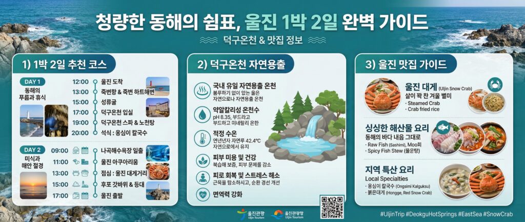 울진 1박2일 코스 + 덕구온천 설명 + 맛집 카드