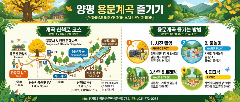 계곡 산책로 + 즐기는 방법 카드