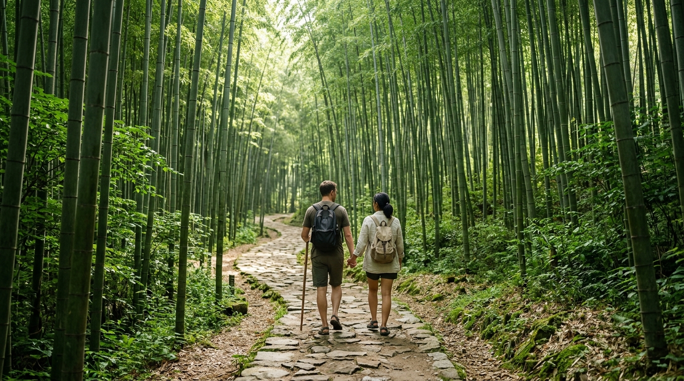 담양 당일치기 코스 — 죽녹원 대나무숲 산책로를 걷는 모습