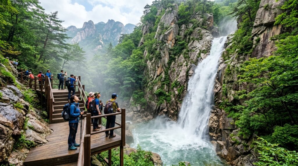 설악산 비룡폭포 — 바위 절벽을 타고 내려오는 시원한 물줄기
