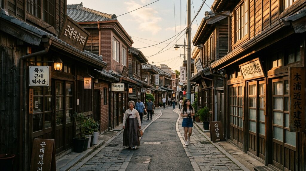 텍스트 목포 근대역사문화거리의 일제강점기 근대 건축물과 골목 풍경