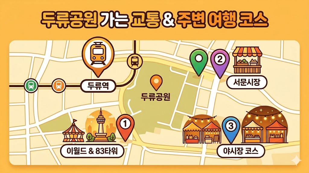 두류공원 가는 교통편과 대구 주변 여행 코스 안내 이미지