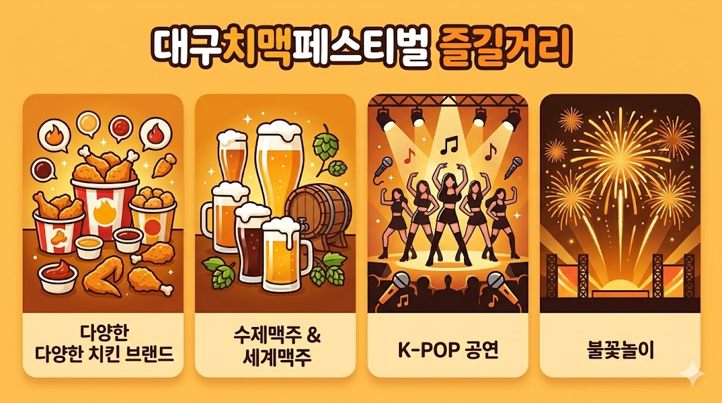 대구치맥페스티벌 치킨 브랜드 수제맥주 공연 즐길거리 인포그래픽