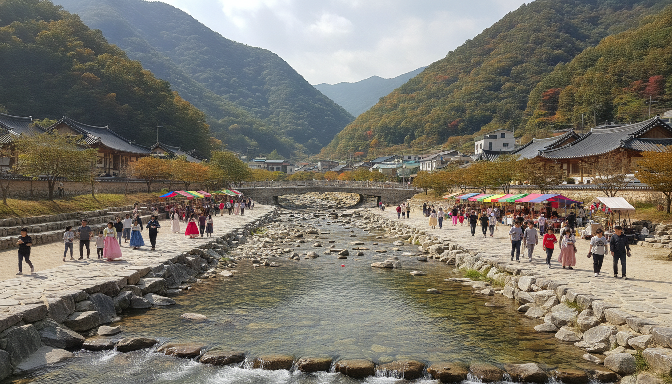 무주 낮 산골 풍경과 계곡